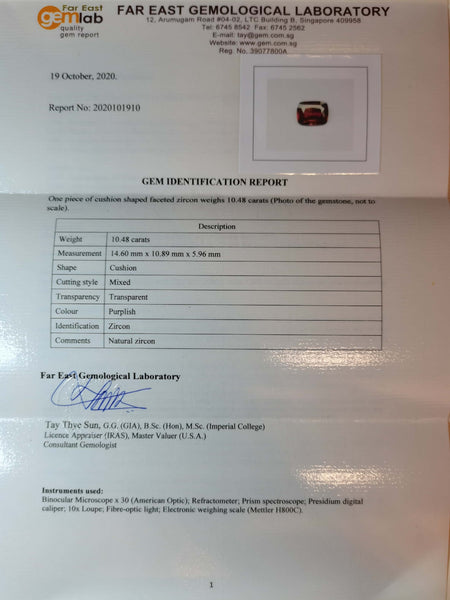 Zircon 10.48ct - Far East Gems & Jewellery