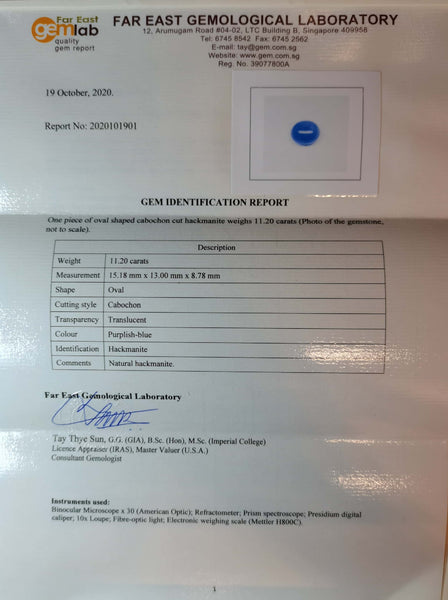 Hackmanite 11.20ct - Far East Gems & Jewellery