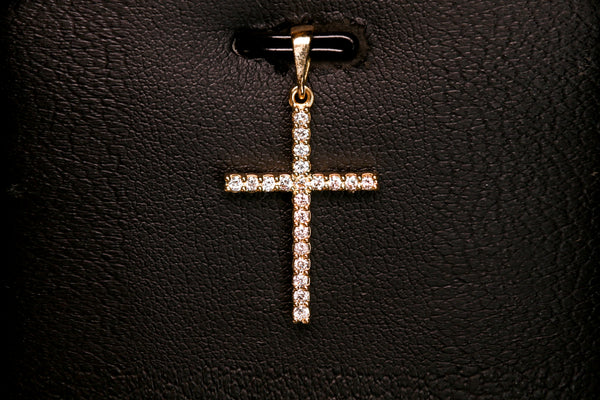 Yellow Gold Cross Pendant with Diamonds 18K - Far East Gems & Jewellery