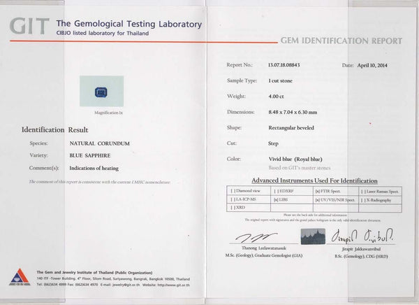 Vivid Blue Sapphire Ring 4.00ct - Far East Gems & Jewellery