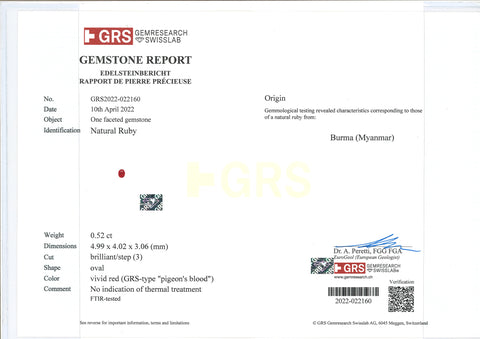 Pigeon Blood Red Vivid Red 0.52ct Ruby Myanmar No Heat - Far East Gems & Jewellery
