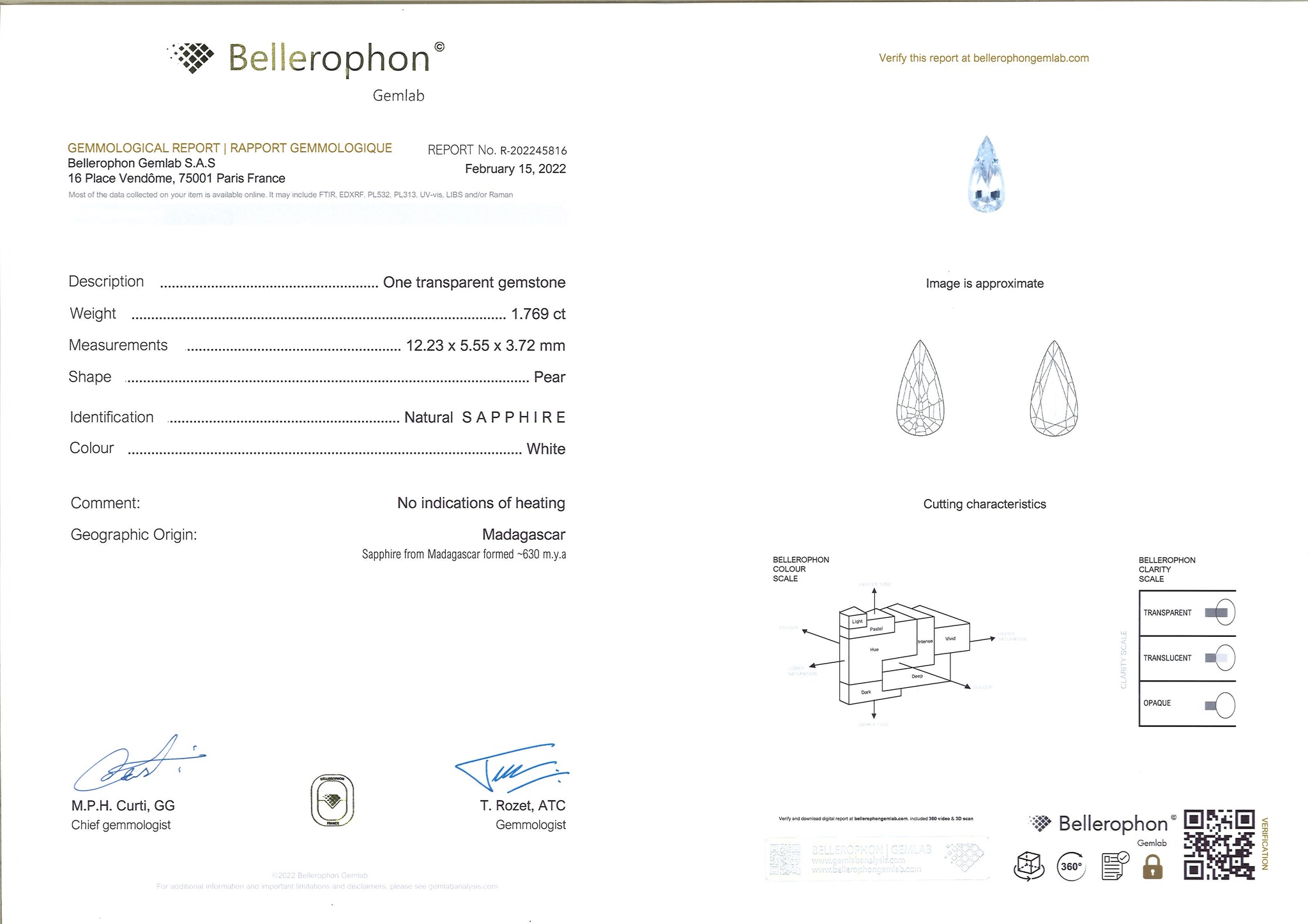 White Sapphire 1.769ct No Heat Madagascar - Far East Gems & Jewellery