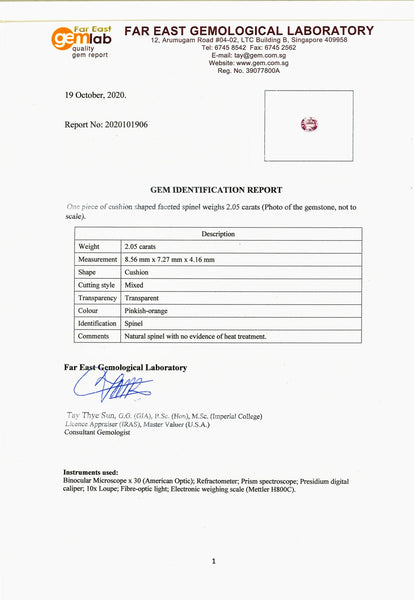 Pink Spinel 2.05ct - Far East Gems & Jewellery