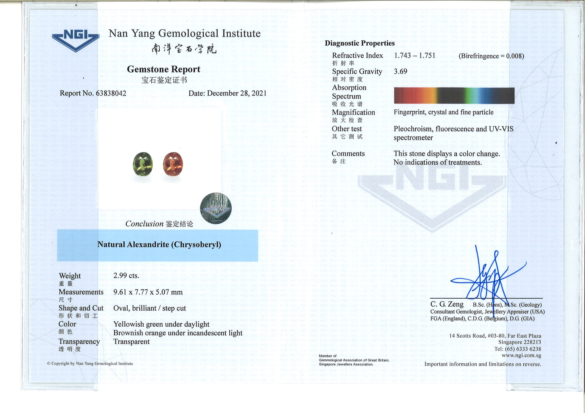 Alexandrite 2.99ct - Far East Gems & Jewellery