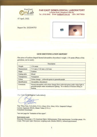 Alexandrite 1.56ct - Far East Gems & Jewellery