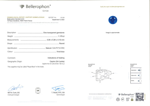 Royal blue sapphire 1.179ct - Far East Gems & Jewellery