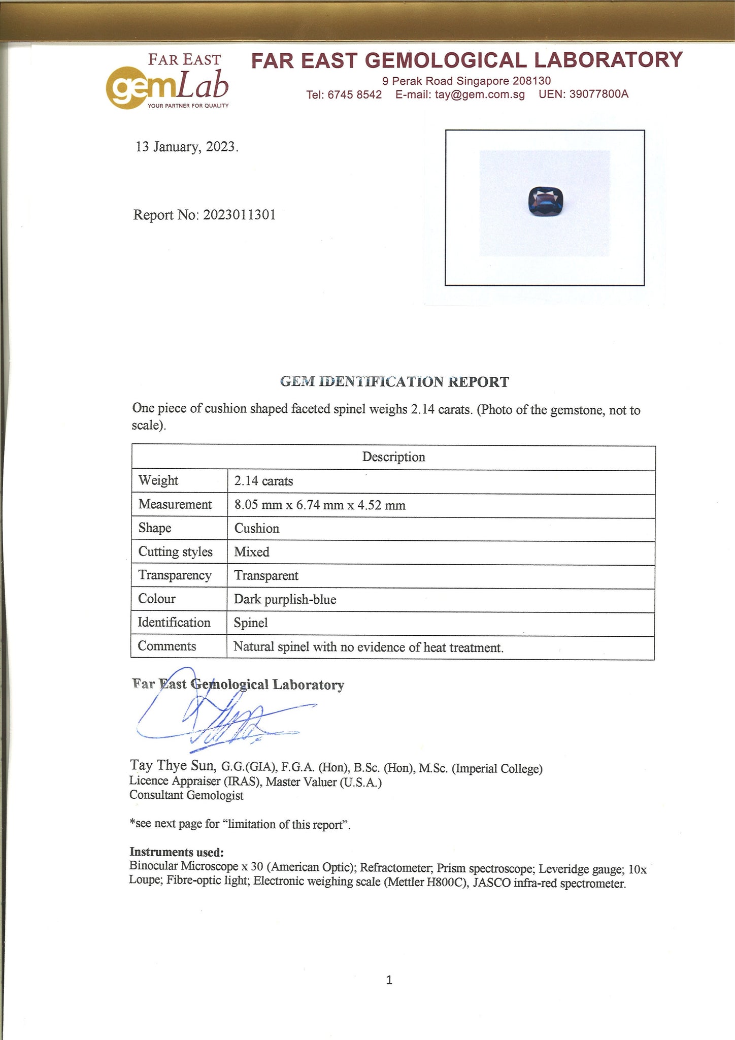 Blue Spinel 2.14ct - Far East Gems & Jewellery