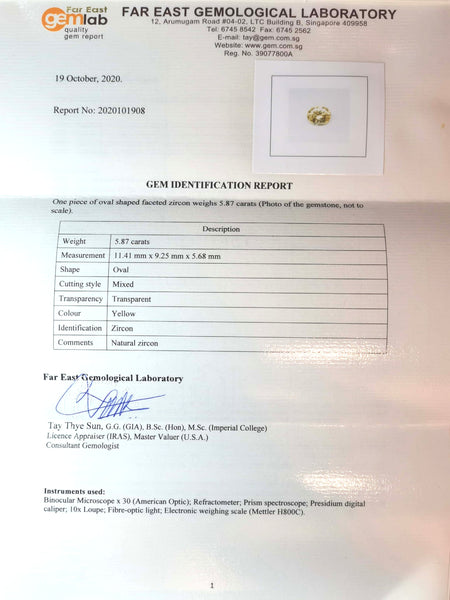 Zircon 5.87ct - Far East Gems & Jewellery