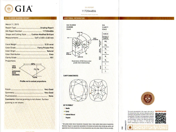 Pink Diamond - Fancy Purple Pink VS1 Diamond 0.33ct - Far East Gems & Jewellery
