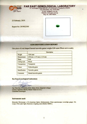 Tsarvorite Garnet 0.84ct - Far East Gems & Jewellery