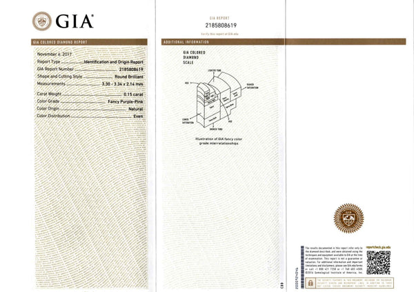 Pink Diamond 0.15ct Round Fancy Purple Pink - Far East Gems & Jewellery