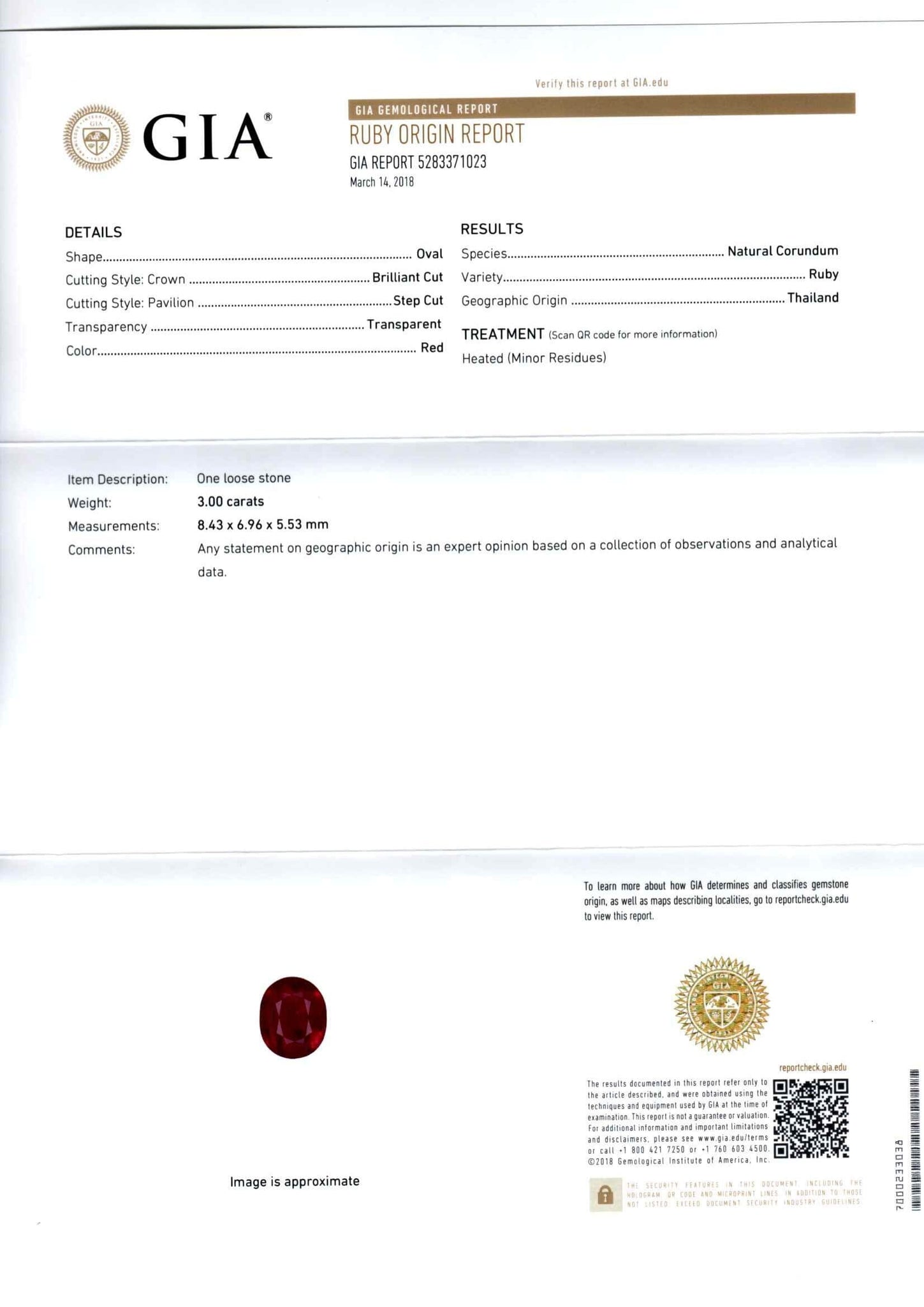 Thai Ruby 3.00ct - Far East Gems & Jewellery