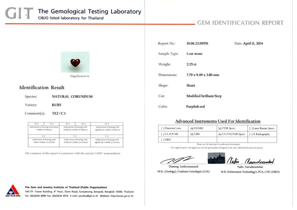 Ruby, Heart, Thailand 2.25ct - Far East Gems & Jewellery