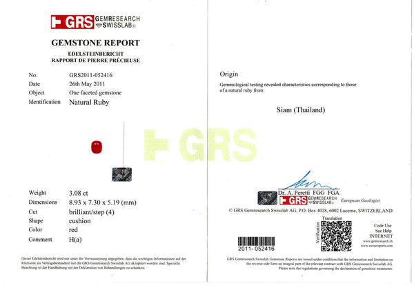 Ruby Diamond Ring 3.08ct - Far East Gems & Jewellery