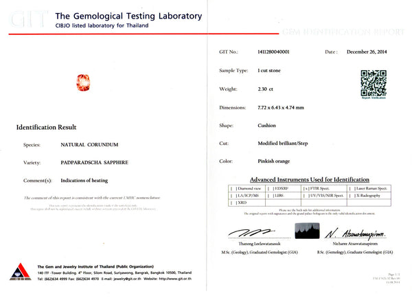 Padparascha Sapphire 2.30ct - Far East Gems & Jewellery