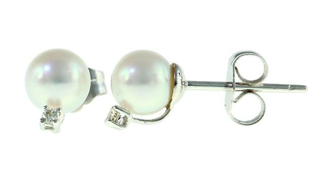 Japanese Akoya Pearl Earrings with Diamond - Far East Gems & Jewellery
