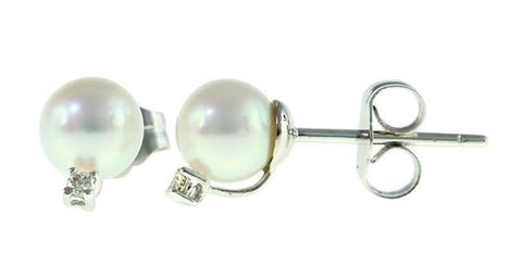 Japanese Akoya Pearl Earrings with Diamond - Far East Gems & Jewellery