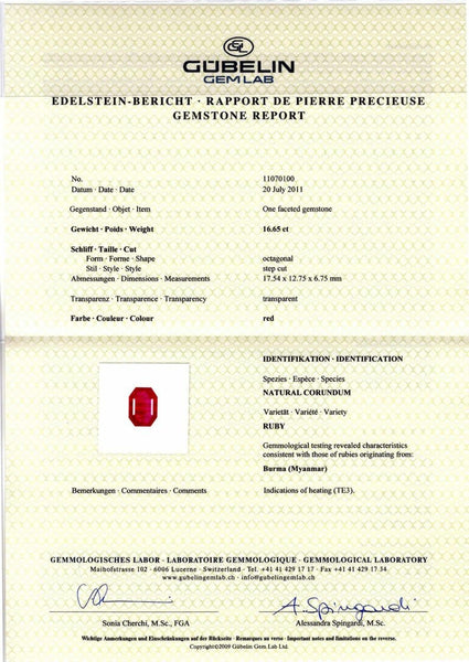 Ruby 16.65ct - Far East Gems & Jewellery