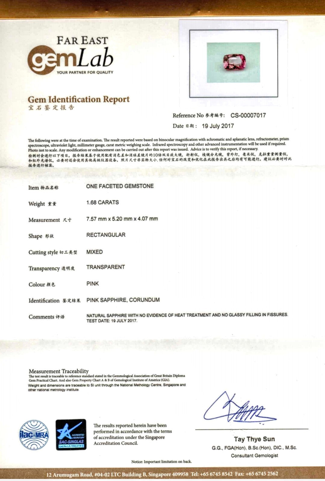 Pink Sapphire No Heat 1.68ct - Far East Gems & Jewellery