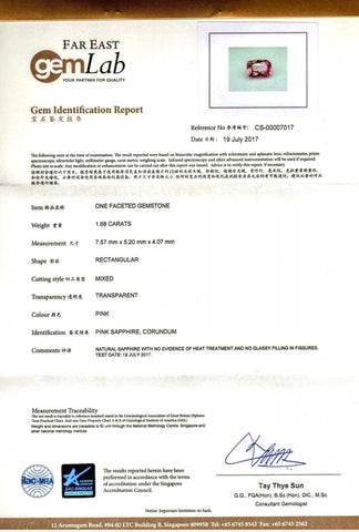 Pink Sapphire No Heat 1.68ct - Far East Gems & Jewellery